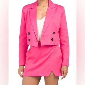 Hot Pink Blazer Skirt Set - Large